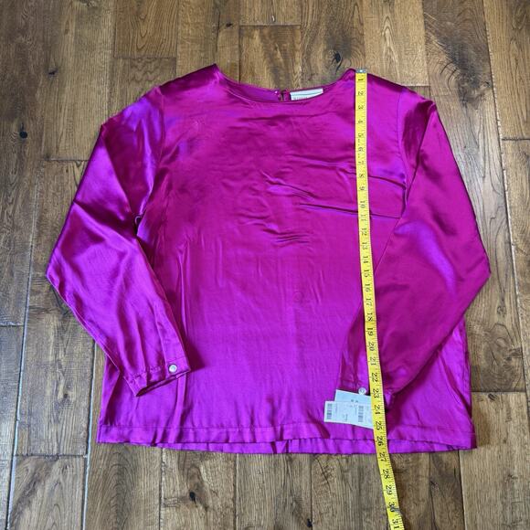 Vintage August Max Womens Sz X 100% Silk Long Sleeve Blouse Top Fucia NWT - Picture 3 of 6